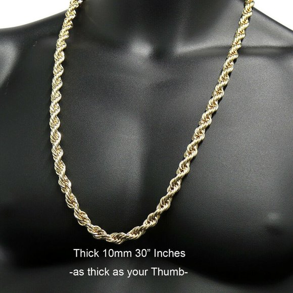 18k Gold 10mm 30" Rope Link Chain - Picture 1 of 1